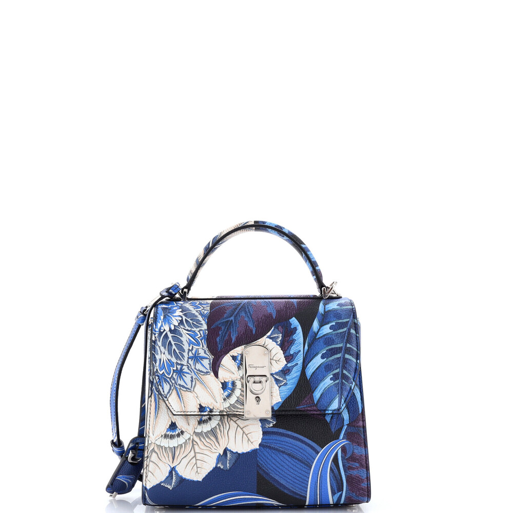 Salvatore Ferragamo Medium Boxyz Top Handle Bag Printed Leather